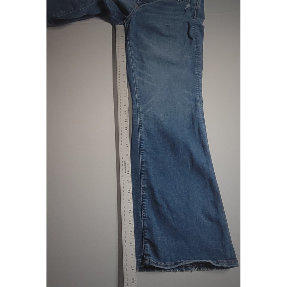 American Eagle Kick Boot Jeans Size 12 Short Blue Dark Wash Distressed Stretch - Picture 5 of 9